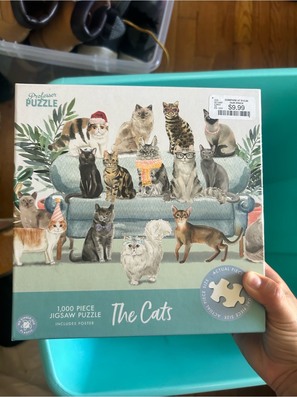 The Cats 1000-Piece Jigsaw Puzzle - Teal/Green